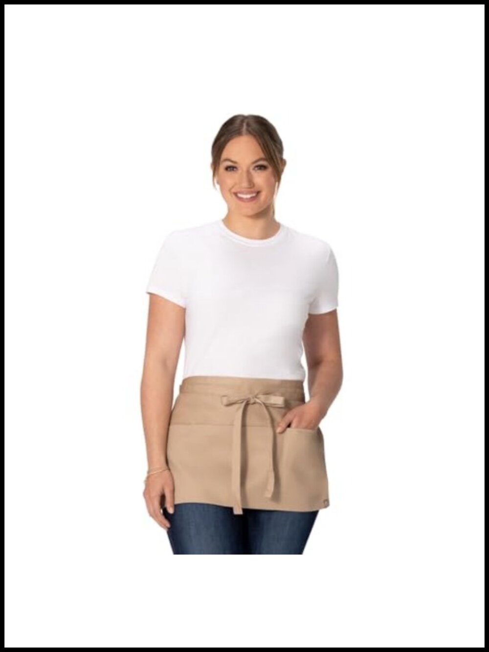 Unisex Waist Apron 3 Pockets Polycotton Server Waitress Bistro
